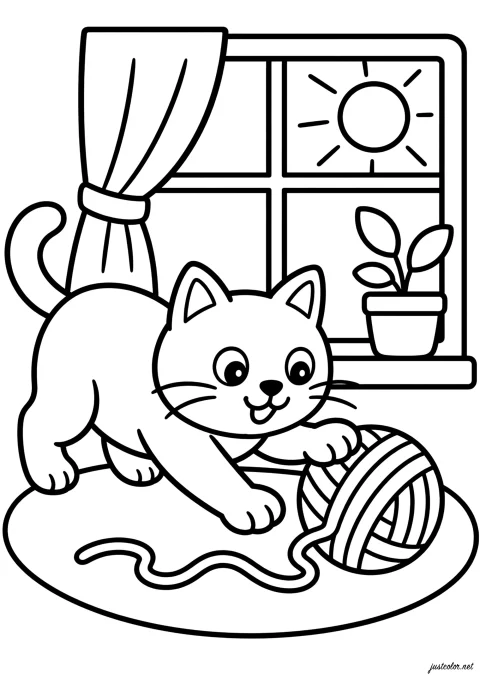 Un chat et sa pelote