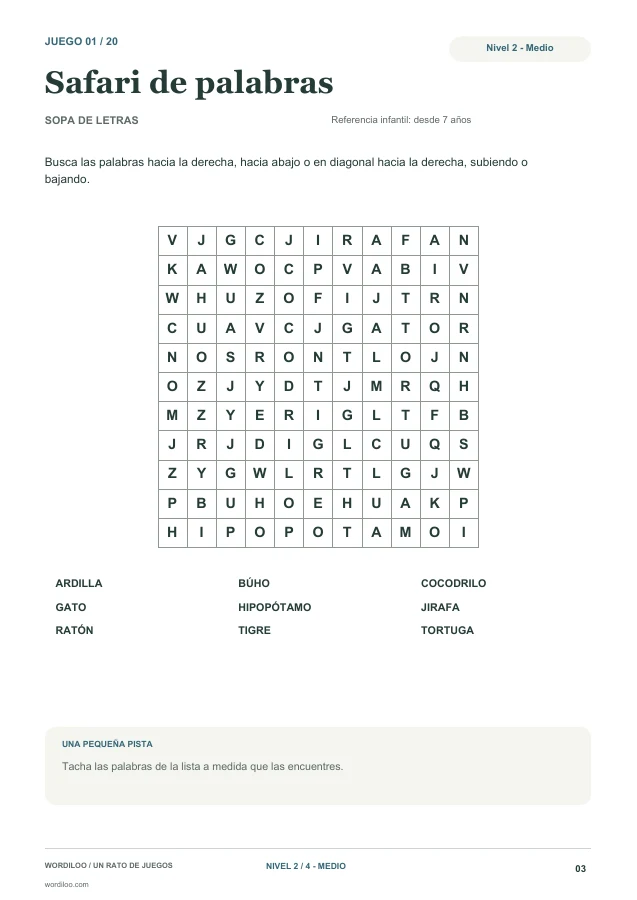 Ejemplo de página del cuaderno - Nivel 2 - Medio