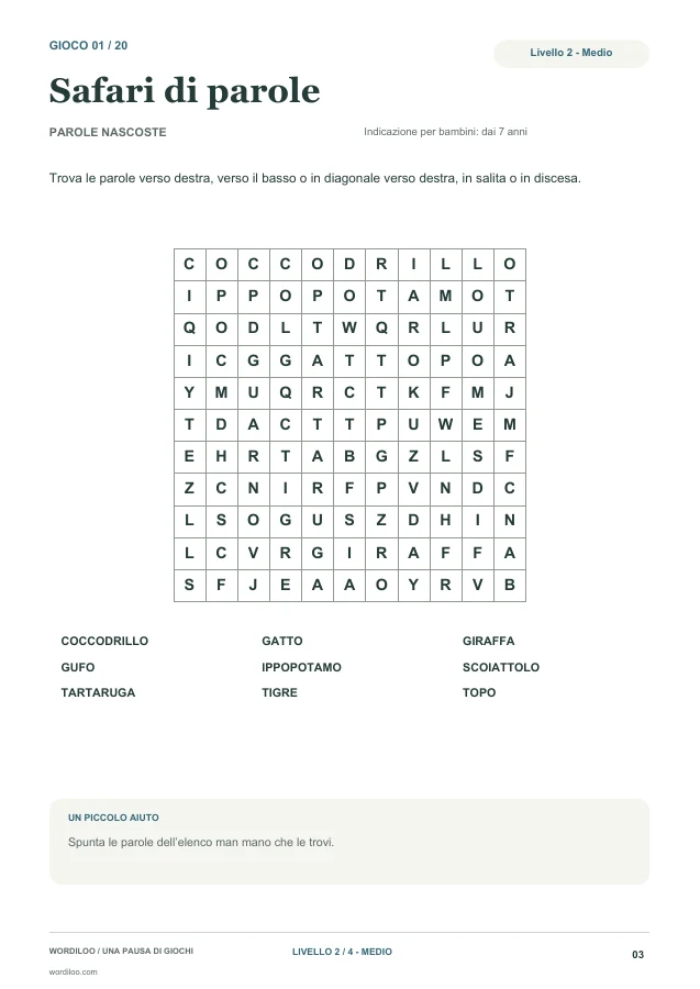 Una pagina del quaderno - Livello 2 - Medio