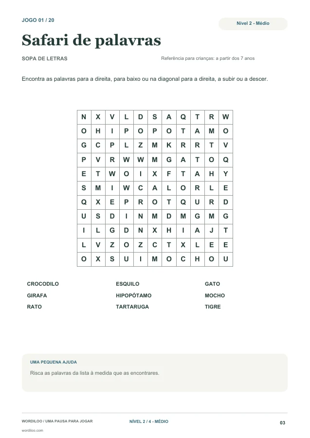 Exemplo de página do caderno - Nível 2 - Médio